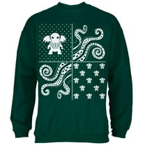 Cthulhu Lovecraft Dimensions Ugly Christmas Sweater Forest Green Adult Sweatshirt
