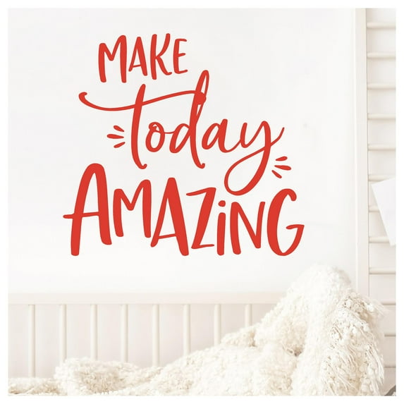 Make Today Amazing Motivational Vinyl Lettering Wall Decal Sticker Decals Size: 20" H x 23" L - Color: Red