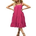 thumbnail image 1 of Robe Maxi Ample à Volants Sans Manches à Bretelles Épaisses Réglables pour Femmes avec Poches, 1 of 8