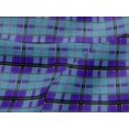 thumbnail image 4 of oneOone Viscose Jersey Lapis Blue Fabric Madras Check Sewing Material Print Fabric By The Yard 60 Inch Wide, 4 of 5