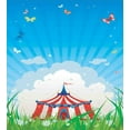 thumbnail image 3 of Circus Duvet Cover Set, Travelling Circus Tent with Clouds Butterflies and Clear Sky Festival Happiness, Decorative 2 Piece Bedding Set with 1 Pillow Shams, Twin Size, Red Green Blue, by Ambesonne, 3 of 3