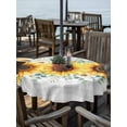 thumbnail image 2 of Outdoor Tablecloth with Umbrella Hole Zipper Sunflower Round Tablecloth 54" Waterproof Outside Table Cloth Yellow Floral Grey Plaid Eucalyptus Leaves Patio Table Cover Tablecloths for Picnic Party, 2 of 8