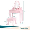 thumbnail image 3 of QinaQin Tocador infantil con espejo y luz, mesa de maquillaje con banco para niñas, juego de madera para juego simbólico, ideal para edades de 4 a 9 años, 3 of 5