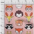 thumbnail image 2 of oneOone Rayon Medium Pink Fabric Cute Animal Face Pattern Fabric For Sewing Printed Craft Fabric By The Yard 56 Inch Wide, 2 of 5