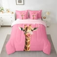 thumbnail image 2 of Homewish Animal Giraffe 7-Piece Twin Bedding Sets for Teens Boys Girls,Pink Brown Bedding Comforter Set,Pink Bubbles Breathable Sheet Sets,Ultra Soft Home Decor,Reversible, 2 of 8