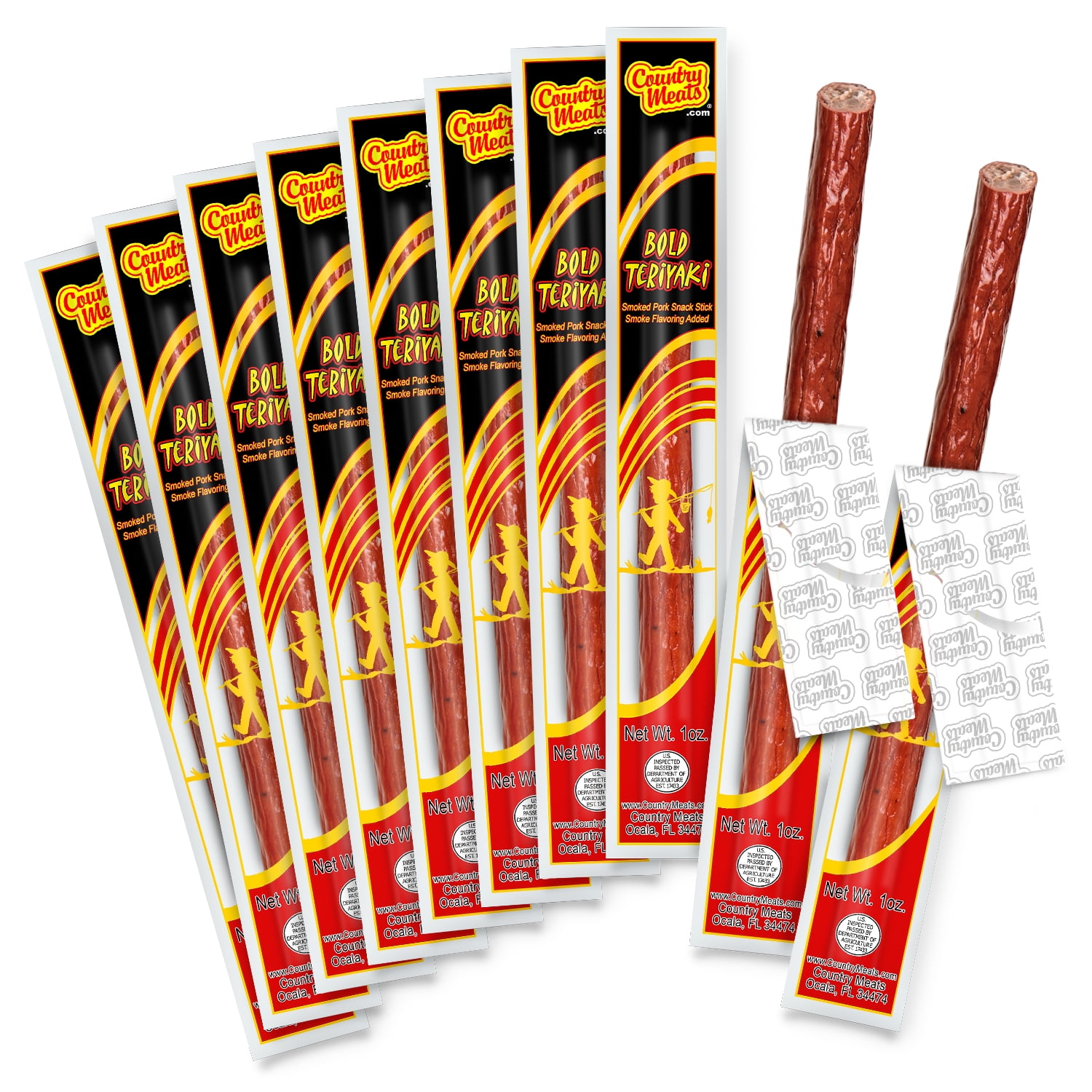 Country Meats High Protein Keto Friendly Meat Sticks (10 Sticks, Bold