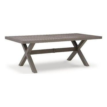 Bowery Hill Coastal Plastic Brown Finish Outdoor Dining Table