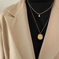 thumbnail image 1 of Collar de doble capa con textura de diamante para hombre de ocho estrellas, joyería de acero de titanio a juego de moda, cadena de clavícula chapada en oro, primera joyería para niñas, 1 of 5