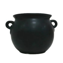 Halloween Witch Cauldron Candy Bowl - 5.5 Inch Black Ceramic Cauldron Pot for Candy Holder, Party Decor, St. Patrick’s Day Treats, Snacks, Fruits, Office & Home Events, Reusable and Sturdy