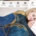 thumbnail image 3 of PRATYUS Marble Flannel Blanket, Abstract Blue Marble Fake Stone Liquid Gold Foil Bedroom Ultra-Soft Throw Blanket for Bed Couch Sofa Office Bedroom Decor 50x60in, 3 of 6