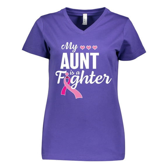 Inktastic Breast Cancer Awareness My Aunt is a Fighter Women's V-Neck T-Shirt