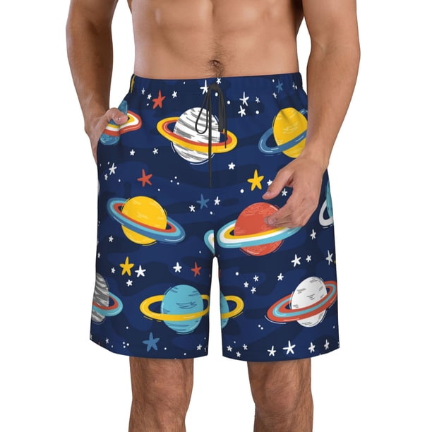 Fotbe Planets and Stars Trajes de Baño Estampados para Hombre, Shorts de Verano de Secado Rápido, Ropa de Playa, Bañadores-3X-Large