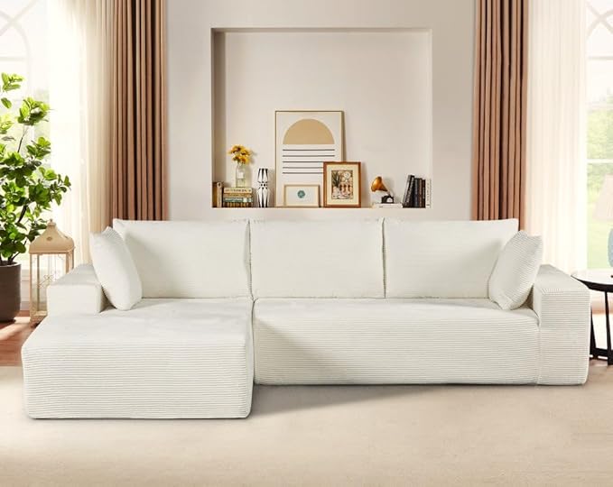 Corduroy upholstery 2 piece L shape high density foam sectional
