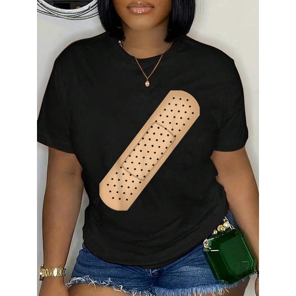 Band Aid T-Shirt Women's Men's Graphic Tee Casual Tops