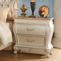CoSoTower Pearl White 2-Drawer Nightstand with Queen Anne Legs