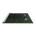 thumbnail image 2 of Ahgly Company Machine Washable Indoor Square Persian Turquoise Blue Traditional Area Rugs, 8' Square, 2 of 4