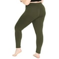 thumbnail image 3 of Stretch Is Comfort Women's Cotton/Spandex Plus Size Leggings Olive Green 2X, 3 of 6