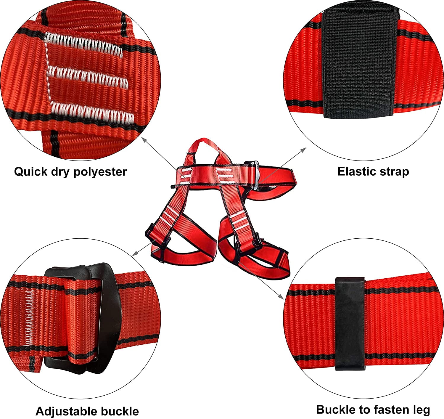 Climbing Harness, Mountaineering Rock Climbing Harness, Half Body Harness  for Rappelling Fire Rescuing Tree Climbing,Red 