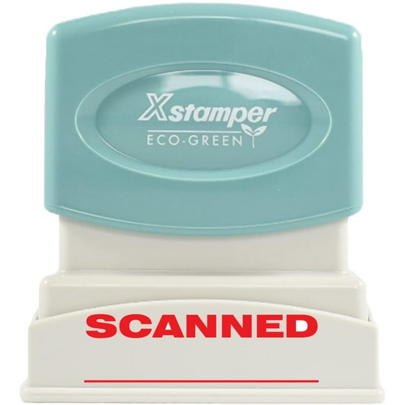 Xstamper ECO-GREEN 1829 Eco-Green Title Message Stamp, SCANNED, Pre-Inked/ReInkable, Red
