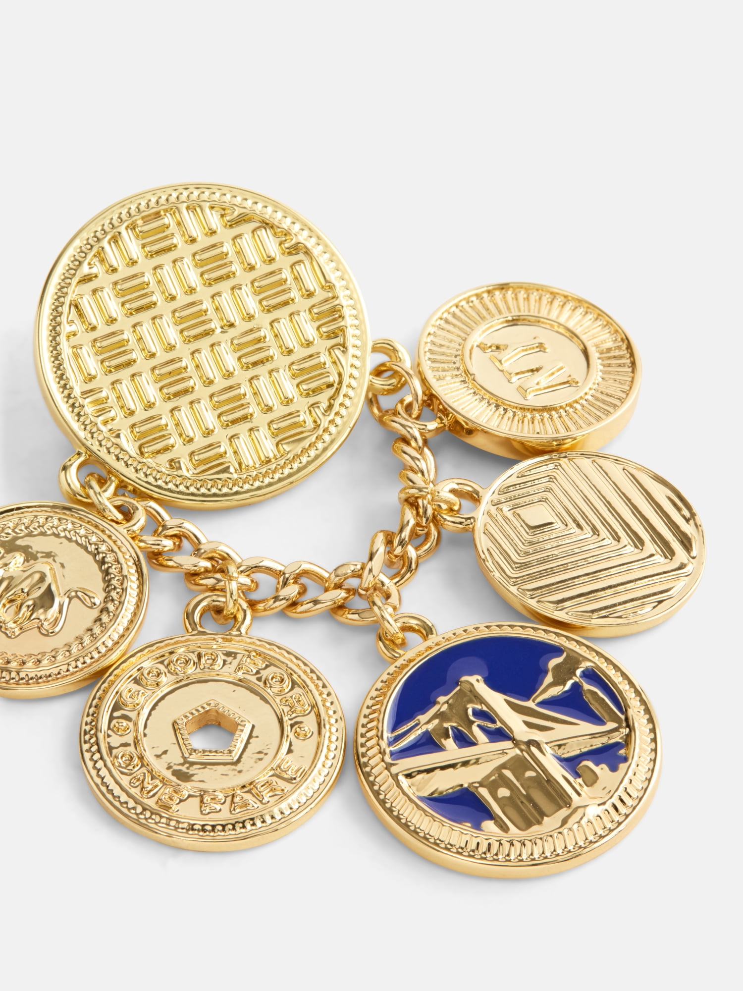 Free Assembly Women's NYC Coin Charm Brooch Pin, Goldtone