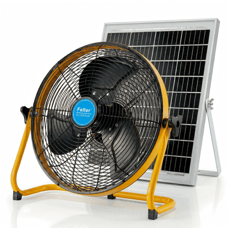 Feltar 18" Portable Solar Fan Quiet, Rechargeable, 30W Panel & 24000mAh Battery for Camping, Pet House, Outdoor
