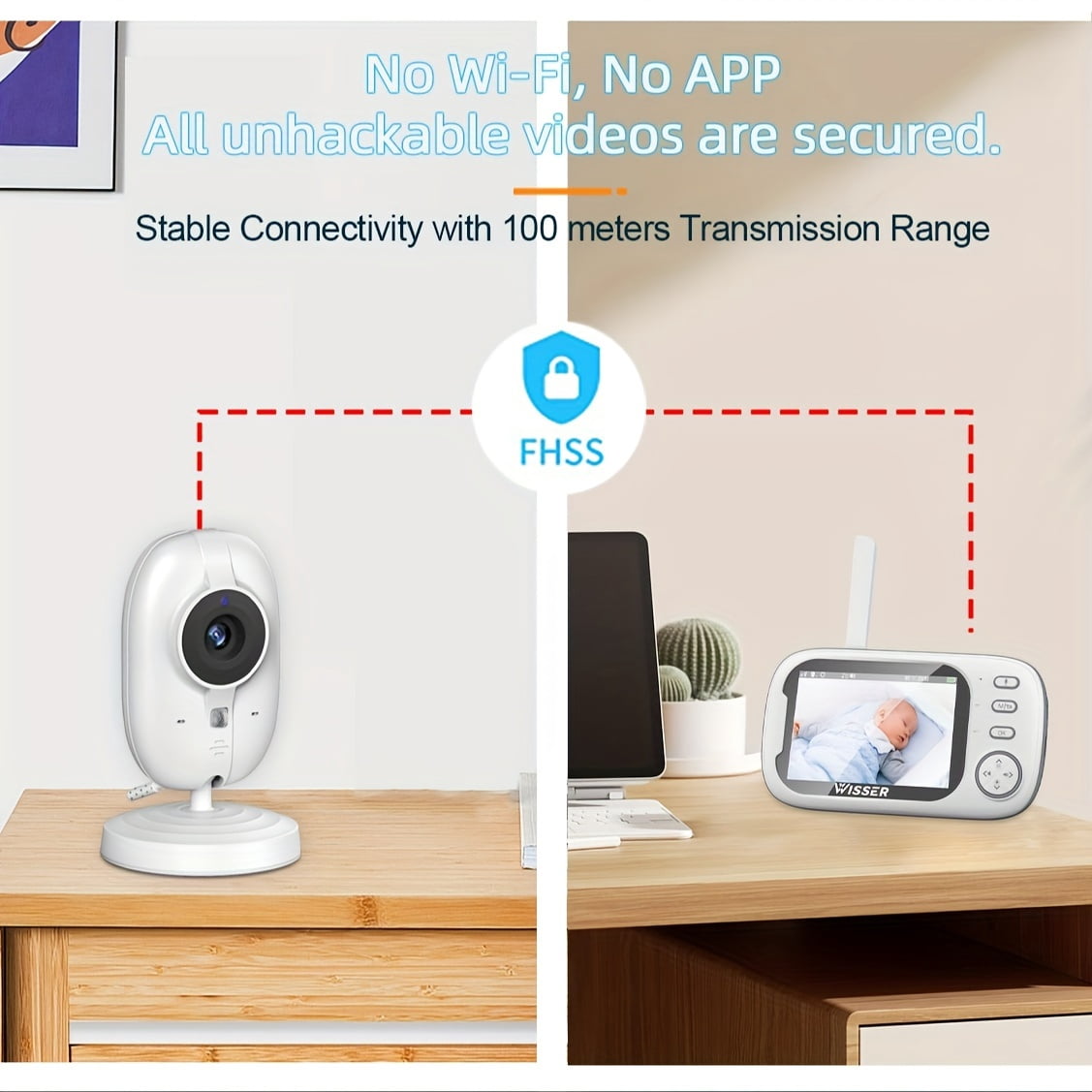 Baby Camera Monitor, Baby Monitor with Camera Night Vision, No Wifi, 2-way Talk, VOX Mode, Feeding Reminder Temperature Sensor And 8 Lullabies As Halloween, Christmas Gif