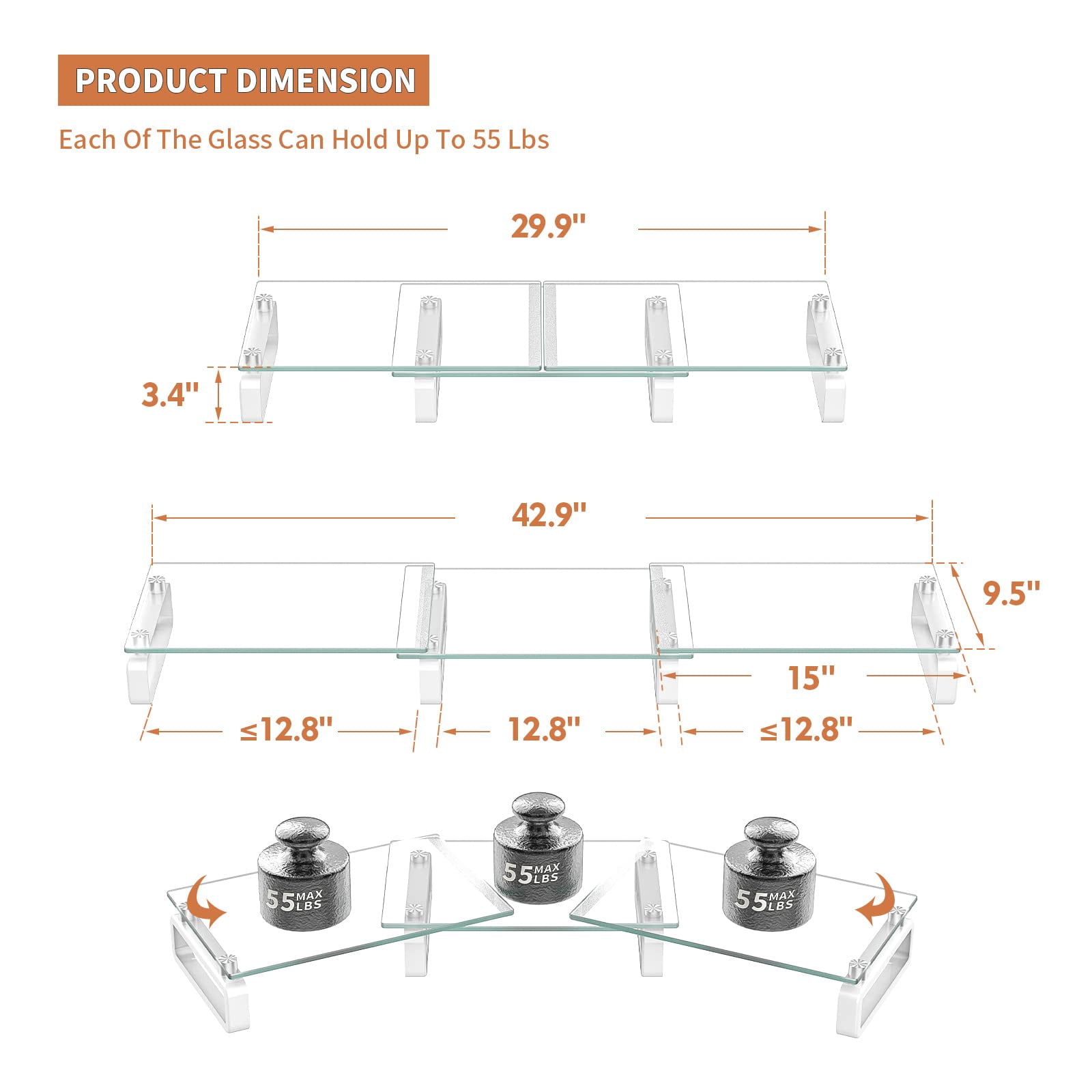Dual Monitor Stand  Computer Desktop Organizer Riser For Pc Laptop Clear Hd02t-301