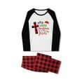 thumbnail image 3 of Christmas Family Pajamas Matching Set Letter Print Long Sleeve Tops and Elastic Plaid Pants Loungewear Soft Sleepwear, 3 of 5