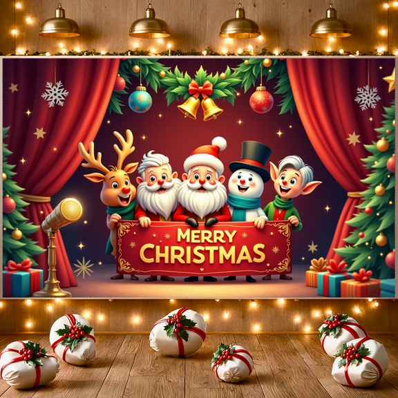 Christmas Train Merry Christmas Banner Holiday Decoration Santa Design Festive Theme for Holiday Party Christmas Eve Winter Celebration