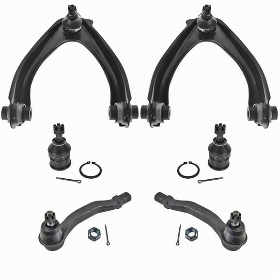 TRQ 6 pc Steering & Suspension Kit Control Arms Ball Joints Outer Tie Rod Ends PSA60055
