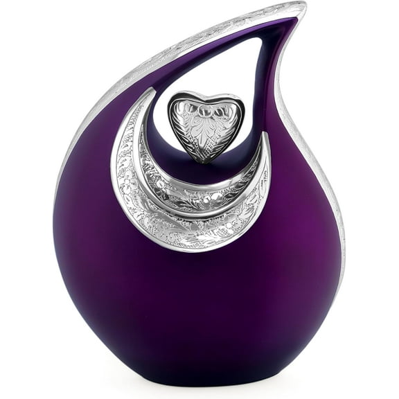 Large Purple Teardrop Urn for Human Ashes Male - Earns for Adult Men and Women - Cremation Urns for Ash, Funeral/Burial Urns, Decorative and Unique Keepsake ERN, Heart Urn, 2.5 LTR Volume