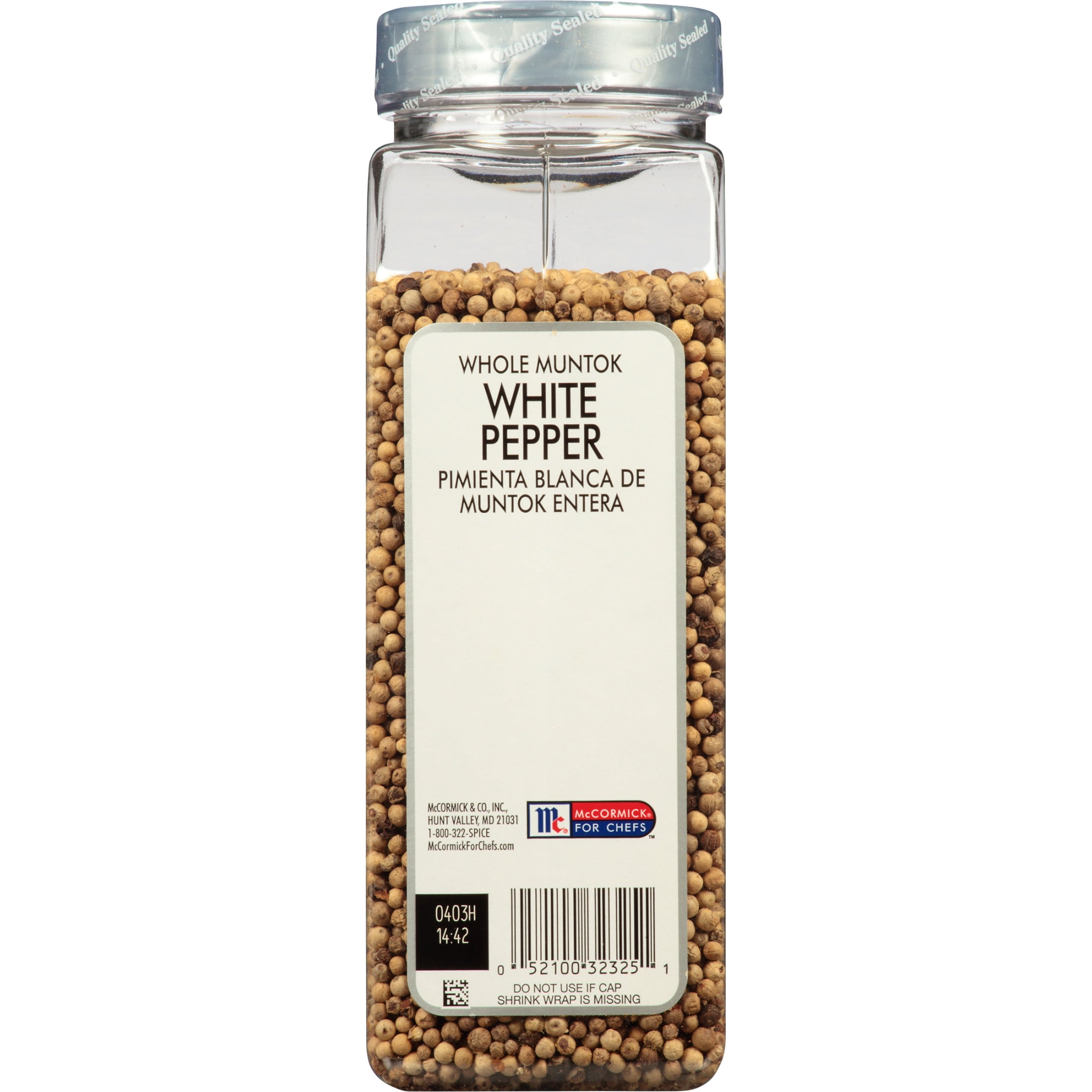 McCormick Culinary Kosher Whole Muntok White Pepper, 20.0 oz Bottle