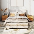thumbnail image 3 of bedroom Bed Frame Full Size Bed Frame With Linen Headboard And Metal Legs Solid Wood Slats Mattress Platform For Bedroom Beige, 3 of 6