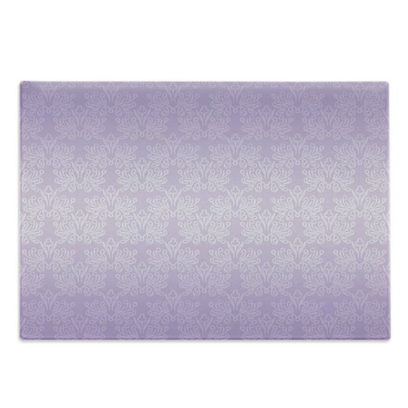 Lilac Cutting Board, Monochromatic Pattern with Baroque Swirl Motifs Renaissance Style Vintage Revival Tile, Decorative Tempered Glass Cutting and Serving Board, Large Size, Lilac, by Ambesonne