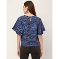 thumbnail image 4 of Moomaya Printed Tops For Women, Lace Flutter Sleeve Viscose Casual Top, 4 of 9