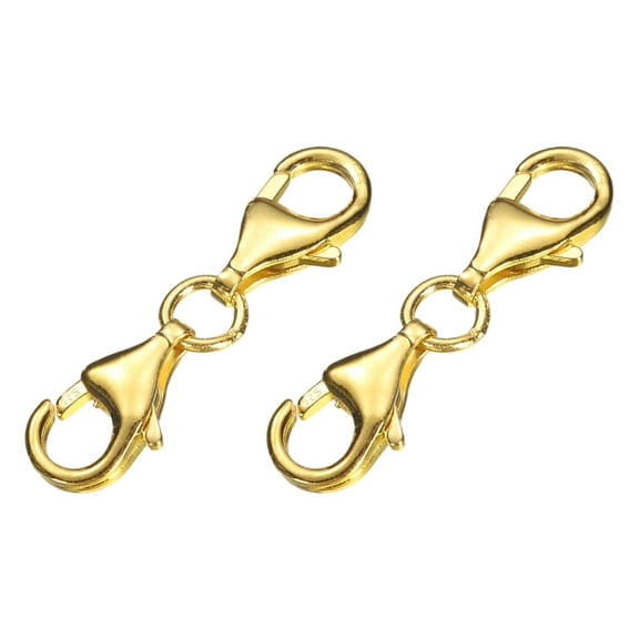 2Pcs Double Lobster Claw Clasps Bracelet Extender (20mm, Gold)