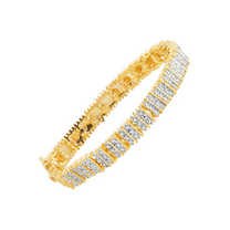 Women's Finecraft Square Link Tennis Bracelet with Diamonds in 14kt Yellow Gold-Plated Brass, 7.5"
