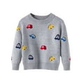 thumbnail image 2 of GBSYEWXS Little Boys Sweater Size 5-6 Years Car Print Long Sleeve Comfortable Crew Neck Pullover Tops Grey, 2 of 6