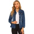 thumbnail image 1 of INSPIRE CHIC Women's Jeans Jackets Button Down Long Sleeves Washed Denim Jacket, 1 of 6