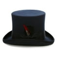thumbnail image 2 of Ferrecci Satin Lined Navy Wool Top Hat with Grosgrain Ribbon and Removable Feather - Unisex, Men, Women (Large 59cm-7 3/8), 2 of 3