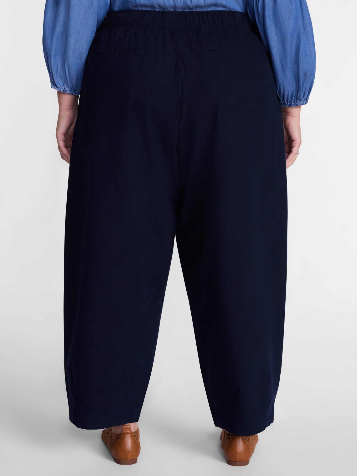 Terra & Sky Women's Plus Cropped Barrel Drawstring Pants, Sizes- 0X-5X