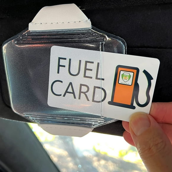 GFDYREE Lot de 2 - Porte-Carte de Carburant à Visière Robuste avec Pochette en Vinyle Transparent - Accessoires pour Camion et Voiture pour l'Intérieur - Permis de Conduire, Carte d'Assurance Auto et Rangement pour Bûches d'Essence de Véhicule de Flotte - (Bl