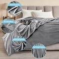thumbnail image 2 of MERITLIFE Flannel Fleece Grey Queen Size Microfiber Throw Blanket, Gray, 90 x 90", 2 of 9