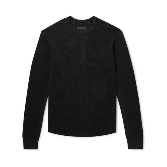Rag & Bone Men's Lightweight Waffle Henley Tee Black