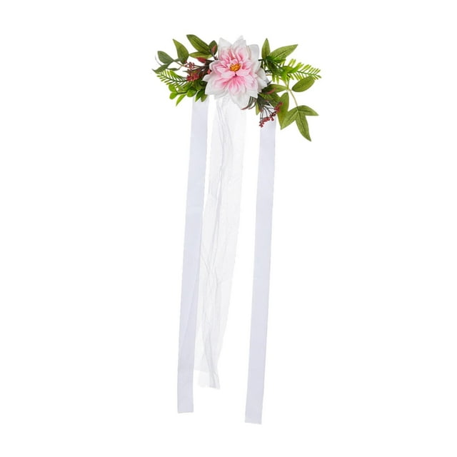 Arreglo floral con hojas artificiales decorativas para respaldo de silla de boda Rosa