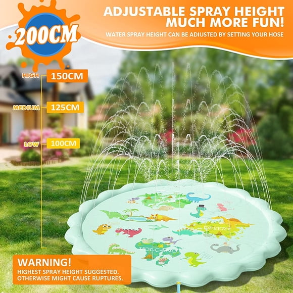 Sprinkler Pad 79 Inches Splash Play Mat Outdoor Games Party Water Toys Inflatable Pool Kids Sprinkler for Toddlers Boys Girls Kids Extra Large Sprinkle Toys for Kids and Adults in Hot Summer