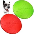 thumbnail image 1 of Frisbees para perros, discos voladores de goma para cachorros, perros pequeños, medianos y grandes, 22,5 cm (verde + rojo)., 1 of 5