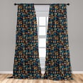 thumbnail image 5 of Ambesonne Geometric Curtains, Retro Halved Rounds, Pair of 28"x95", Multicolor, 5 of 5