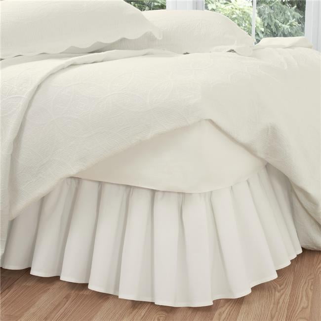 Fresh Ideas Fre30114whit05 Bed Skirt Ruffled Poplin White Cal King Actual Color