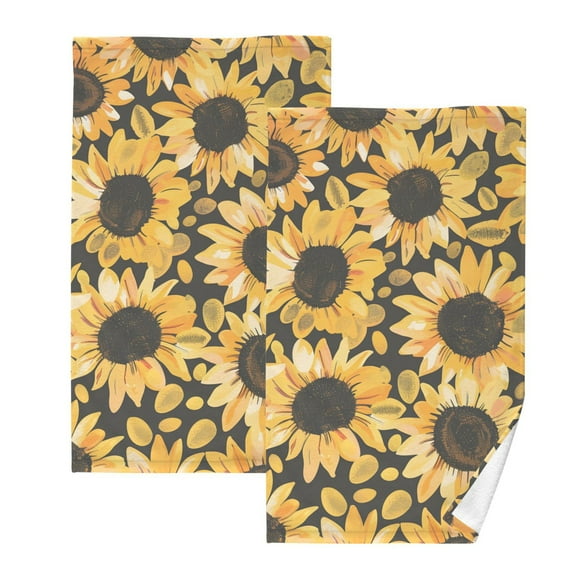 Ryvnso Sunflowers Cotton Hand Towels Sets Face Towel 2 PCs Bathroom Decorative